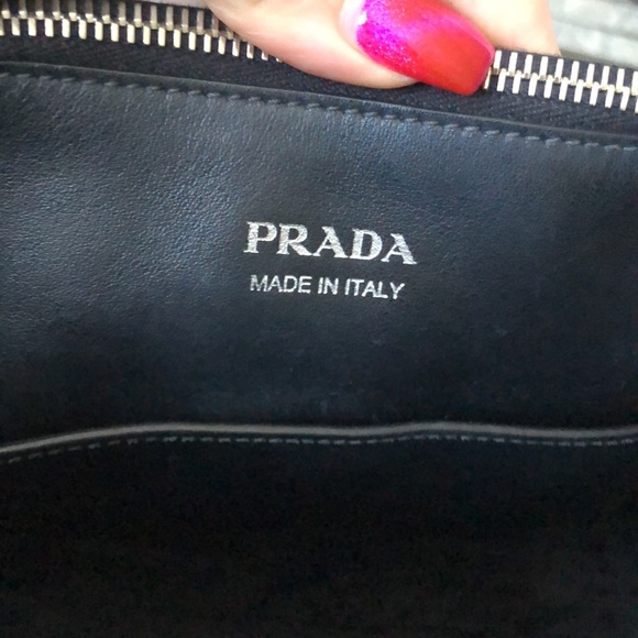 PRADA Leather Black/ White GRACE LUX 1BA175 Tote - Picture 10 of 14